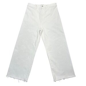 Pistola Penny High-Rise Wide-Leg Crop Jeans 30" White Blizzard Raw Hem Stretch